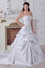 Inexpensive Strapless Appliques Bubble Ball Gown Bridal Gowns