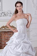 Inexpensive Strapless Appliques Bubble Ball Gown Bridal Gowns