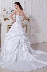 Inexpensive Strapless Appliques Bubble Ball Gown Bridal Gowns