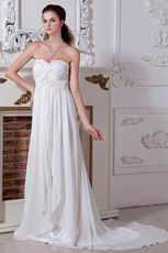 Low Price Sweetheart Lace Up Ivory Chiffon Maternity Wedding Dress