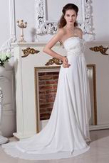 Low Price Sweetheart Lace Up Ivory Chiffon Maternity Wedding Dress