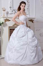 Halter Embroidery Corset Ball Gown Taffeta Bridal Gown Discount