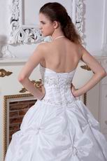 Halter Embroidery Corset Ball Gown Taffeta Bridal Gown Discount