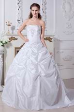 Wonderful Lace Up Strapless Taffeta Puffy Wedding Bridal Dress