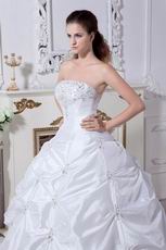 Wonderful Lace Up Strapless Taffeta Puffy Wedding Bridal Dress