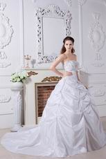 Wonderful Lace Up Strapless Taffeta Puffy Wedding Bridal Dress