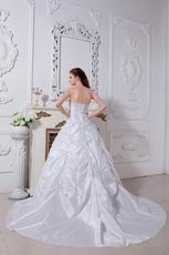Wonderful Lace Up Strapless Taffeta Puffy Wedding Bridal Dress