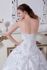 Wonderful Lace Up Strapless Taffeta Puffy Wedding Bridal Dress