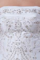 Affordable Strapless Bubble Skirt Ivory Wedding Dress With Embroidery