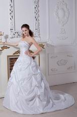 Affordable Strapless Bubble Skirt Ivory Wedding Dress With Embroidery