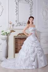 Affordable Strapless Bubble Skirt Ivory Wedding Dress With Embroidery