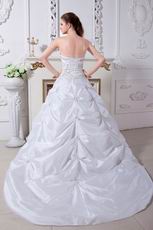 Affordable Strapless Bubble Skirt Ivory Wedding Dress With Embroidery