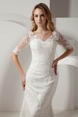 Modest Half 1/2 Sleeves Mermaid Lace Bridal Wedding Gown