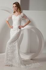 Modest Half 1/2 Sleeves Mermaid Lace Bridal Wedding Gown