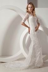 Modest Half 1/2 Sleeves Mermaid Lace Bridal Wedding Gown