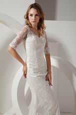 Modest Half 1/2 Sleeves Mermaid Lace Bridal Wedding Gown