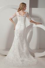 Modest Half 1/2 Sleeves Mermaid Lace Bridal Wedding Gown