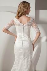 Modest Half 1/2 Sleeves Mermaid Lace Bridal Wedding Gown