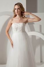 Elegant Strapless Ivory Floor Length A-line Casual Wedding Dress