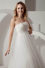 Elegant Strapless Ivory Floor Length A-line Casual Wedding Dress