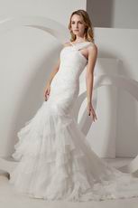 Beautiful Straps Ruffles Layers Skirt Mermaid Bridal Dress Sexy