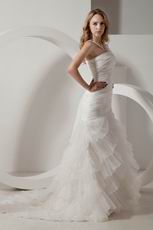 Beautiful Straps Ruffles Layers Skirt Mermaid Bridal Dress Sexy