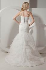 Beautiful Straps Ruffles Layers Skirt Mermaid Bridal Dress Sexy