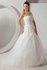 Discount Sweetheart Appliques Corset Ivory Net Wedding Dress