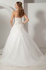 Discount Sweetheart Appliques Corset Ivory Net Wedding Dress