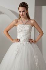 Destination Strapless Appliques Basque Corset Chapel Wedding Dress