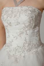 Destination Strapless Appliques Basque Corset Chapel Wedding Dress