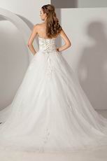 Destination Strapless Appliques Basque Corset Chapel Wedding Dress