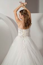 Destination Strapless Appliques Basque Corset Chapel Wedding Dress