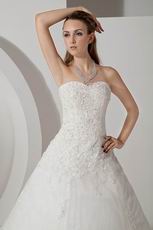 Affordable Sweetheart Appliques Puffy Ivory Wedding Dress For Sale