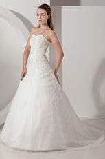 Affordable Sweetheart Appliques Puffy Ivory Wedding Dress For Sale