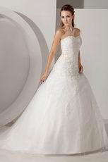 Affordable Sweetheart Appliques Puffy Ivory Wedding Dress For Sale