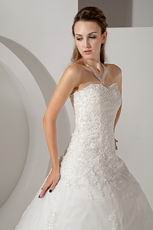 Affordable Sweetheart Appliques Puffy Ivory Wedding Dress For Sale