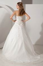 Affordable Sweetheart Appliques Puffy Ivory Wedding Dress For Sale