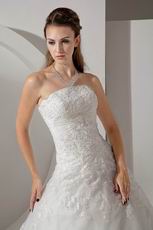 Classic Strapless Appliques Beading Ball Gown Wedding Dress Factory