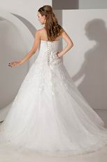 Classic Strapless Appliques Beading Ball Gown Wedding Dress Factory