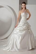 Inexpensive Sweetheart Crystal Corset Ivory Bridal Wedding Dress