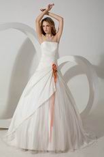 Destination Dropped Waist With Colorful Flower Designer Wedding Gown