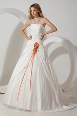 Destination Dropped Waist With Colorful Flower Designer Wedding Gown