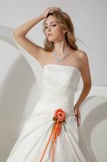 Destination Dropped Waist With Colorful Flower Designer Wedding Gown