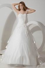 Elegant Spaghetti Straps Flower Layers Puffy Skirt Bridal Dress
