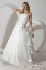 Elegant Spaghetti Straps Flower Layers Puffy Skirt Bridal Dress