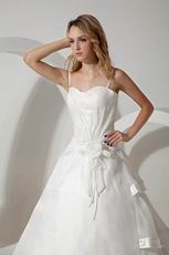 Elegant Spaghetti Straps Flower Layers Puffy Skirt Bridal Dress