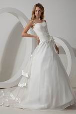 Elegant Spaghetti Straps Flower Layers Puffy Skirt Bridal Dress