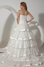 Elegant Spaghetti Straps Flower Layers Puffy Skirt Bridal Dress