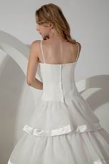 Elegant Spaghetti Straps Flower Layers Puffy Skirt Bridal Dress